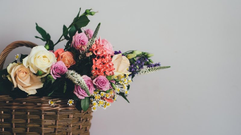 basket, flowers, roses, floral arrangement, flower arrangement, flower basket, woven basket, flower wallpaper, bloom, blossom, flower background, bouquet, beautiful flowers, nature, decoration, flora, rose wallpaper